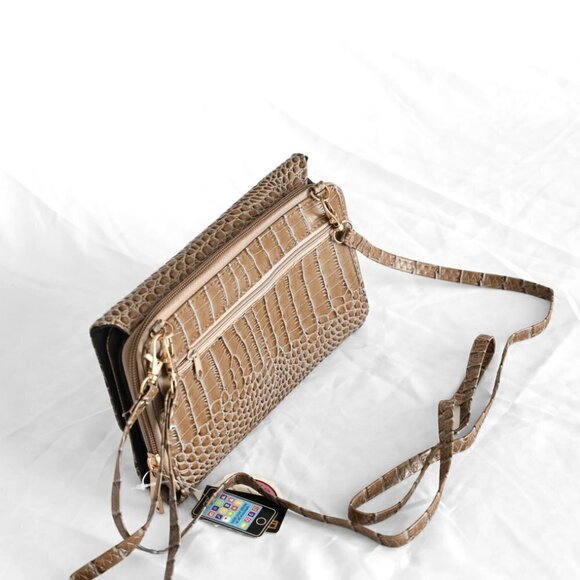 NWT Sasha New York Brown Croc-Embossed Wristlet Wallet Crossbody Bag - Picture 10 of 16